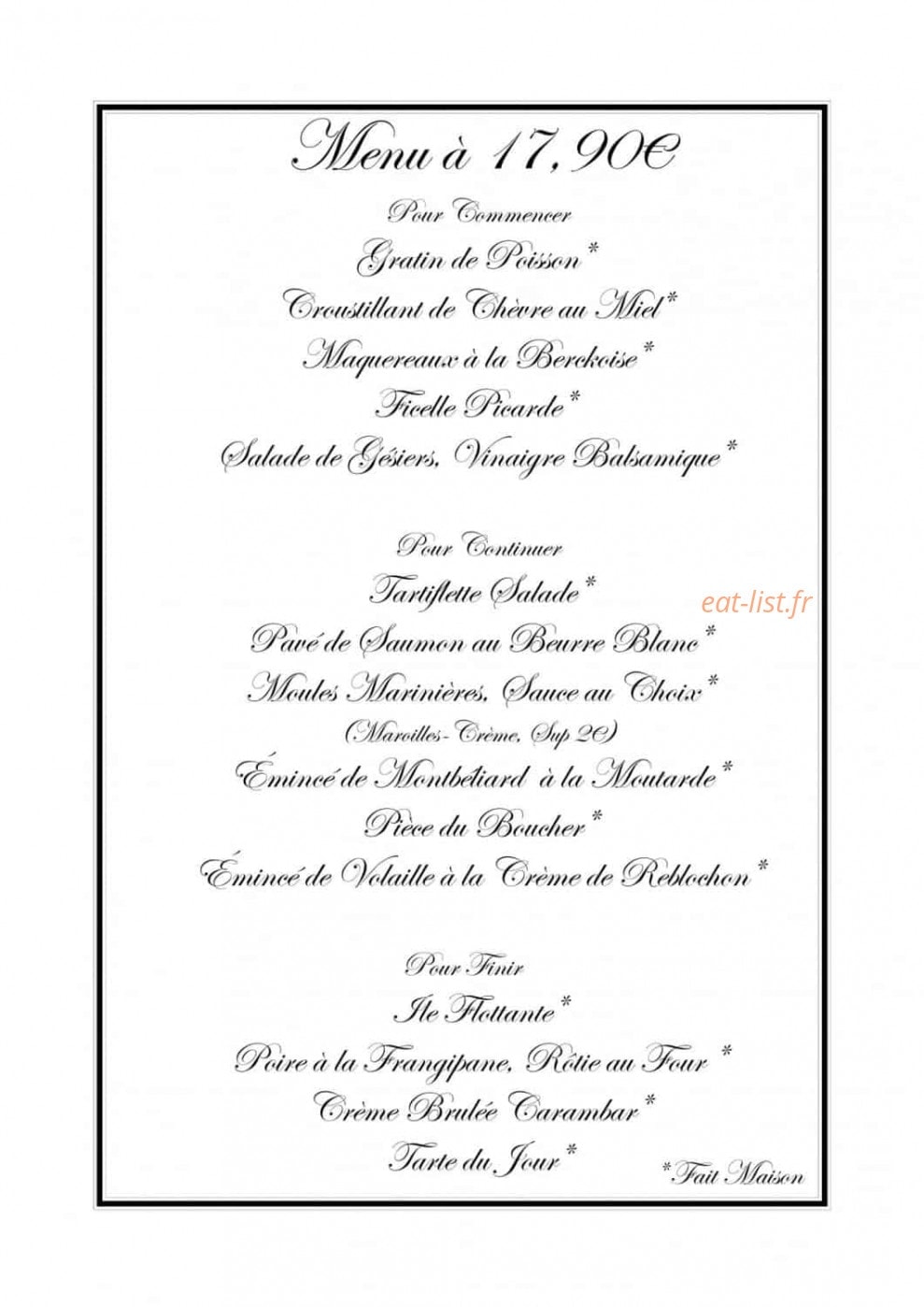 La Grilladine — carte page 1