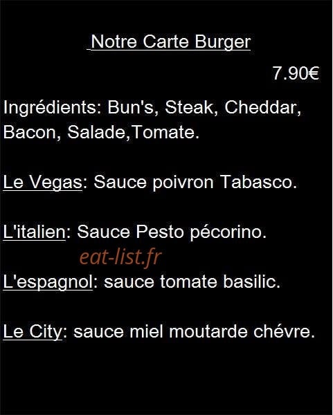 Le City Grill — carte page 1