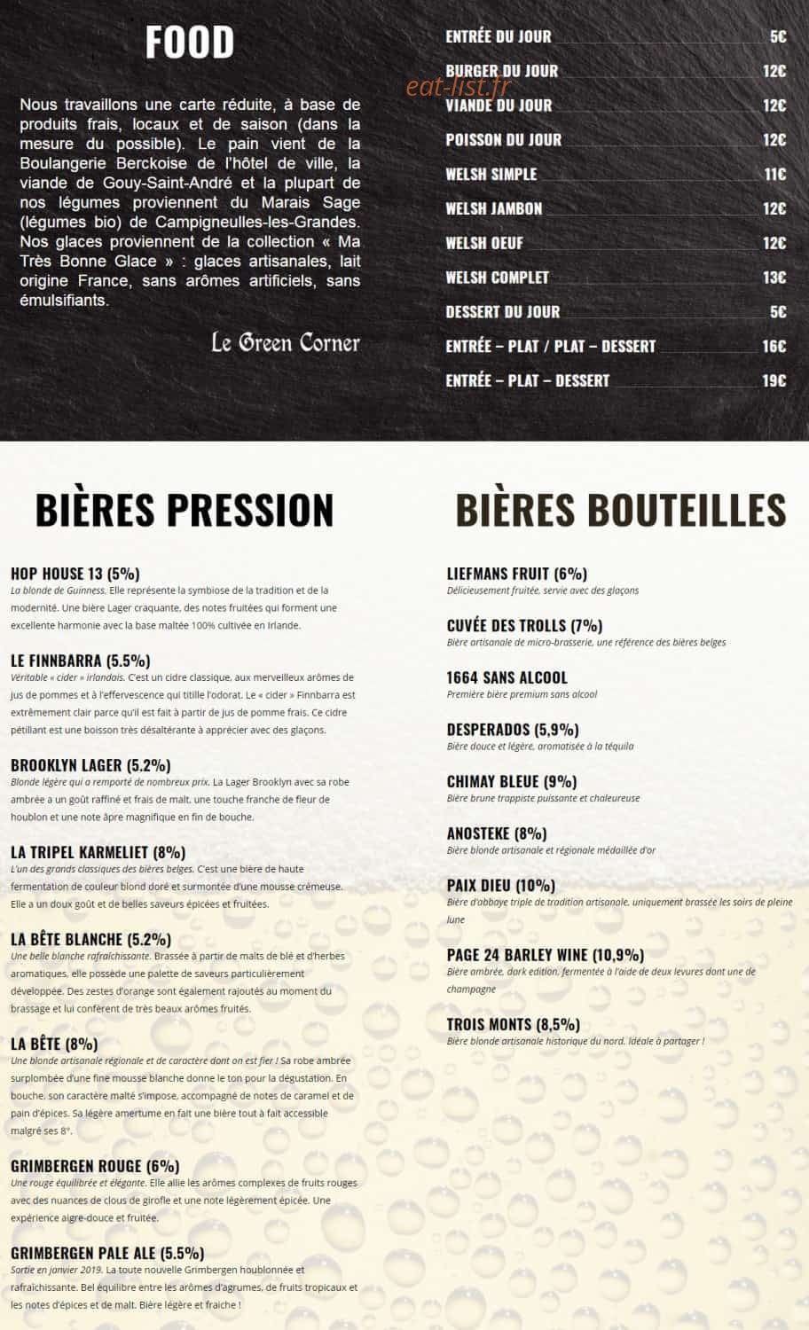 Le Green Corner — carte page 1