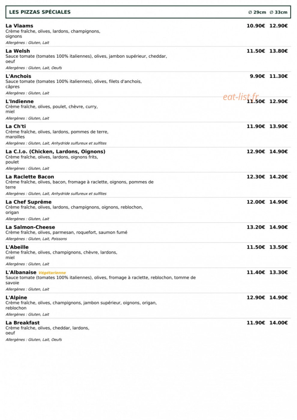 Le Kiosque à Pizzas — carte page 3