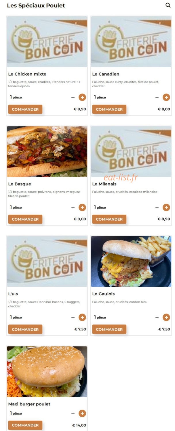 Friterie Barlin o'bon coin — carte page 3