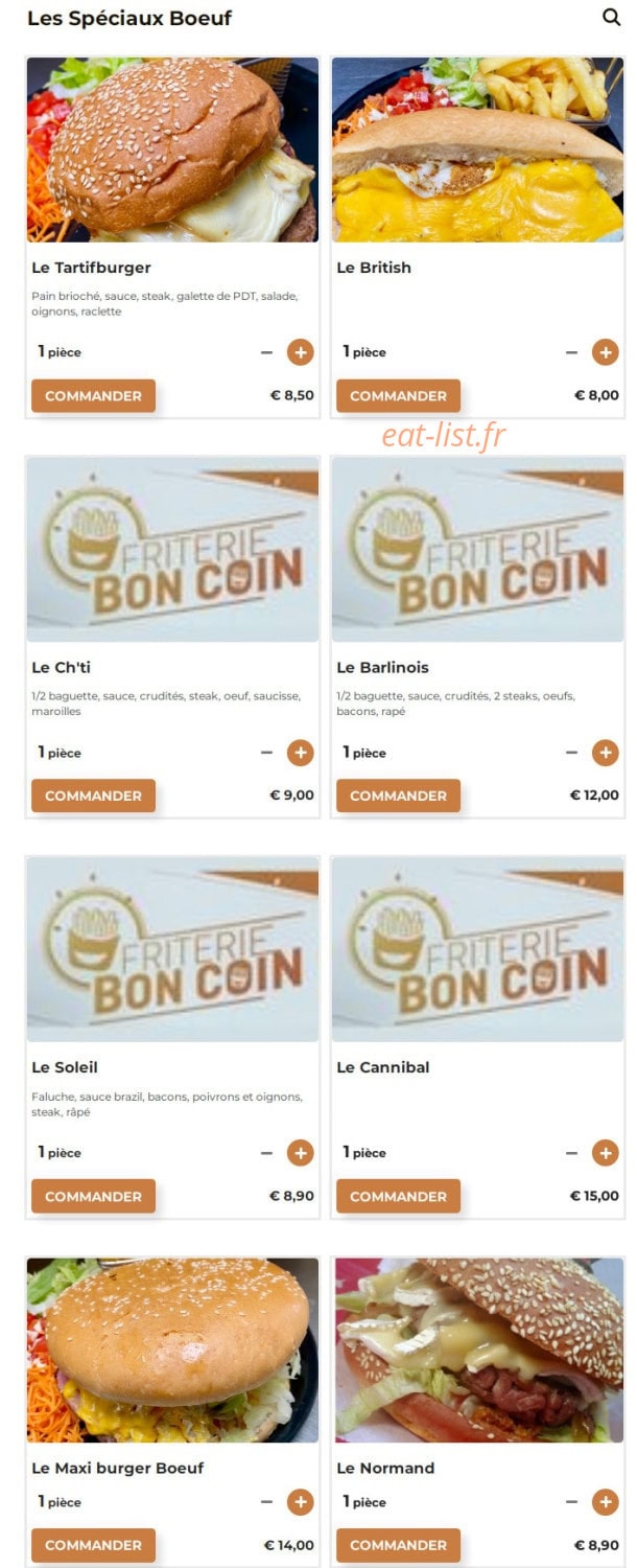 Friterie Barlin o'bon coin — carte page 2