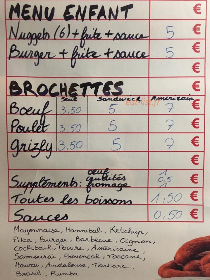 Friterie Mimi — carte page 2