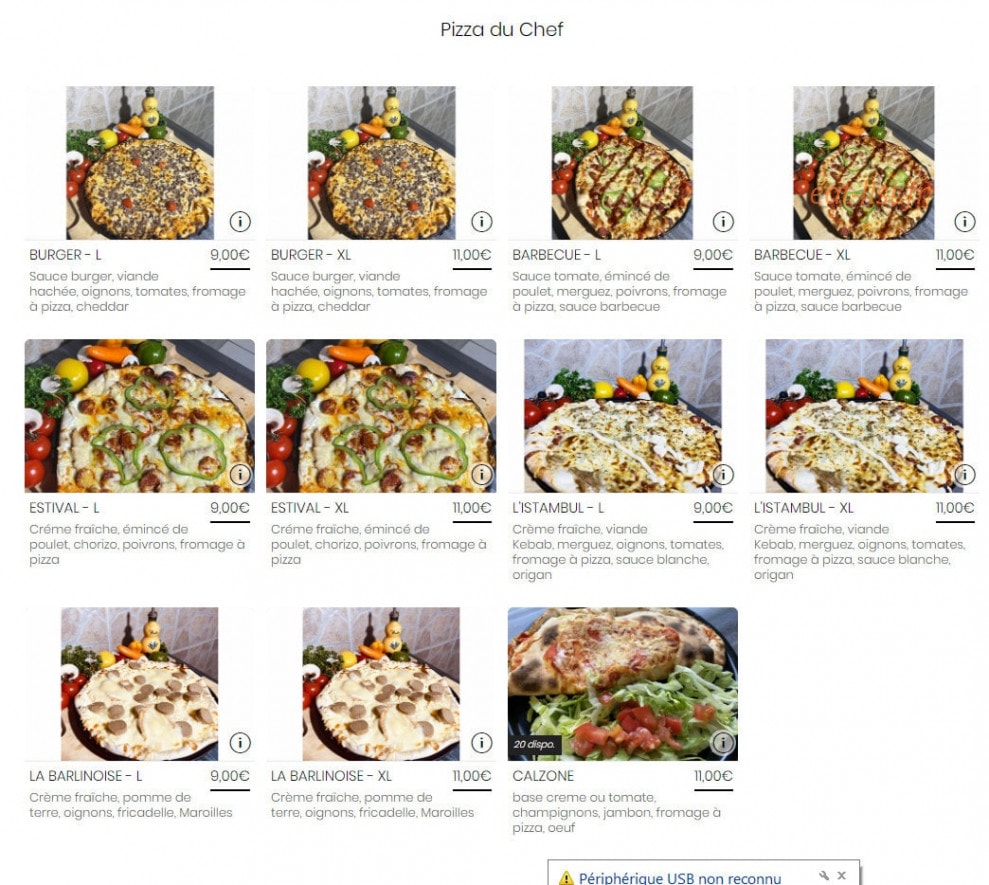 Pizzeria barlinoise — carte page 7