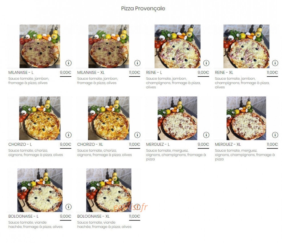 Pizzeria barlinoise — carte page 4