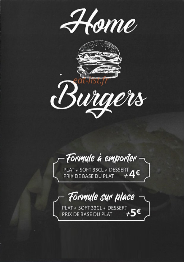 Home Burgers — carte page 1