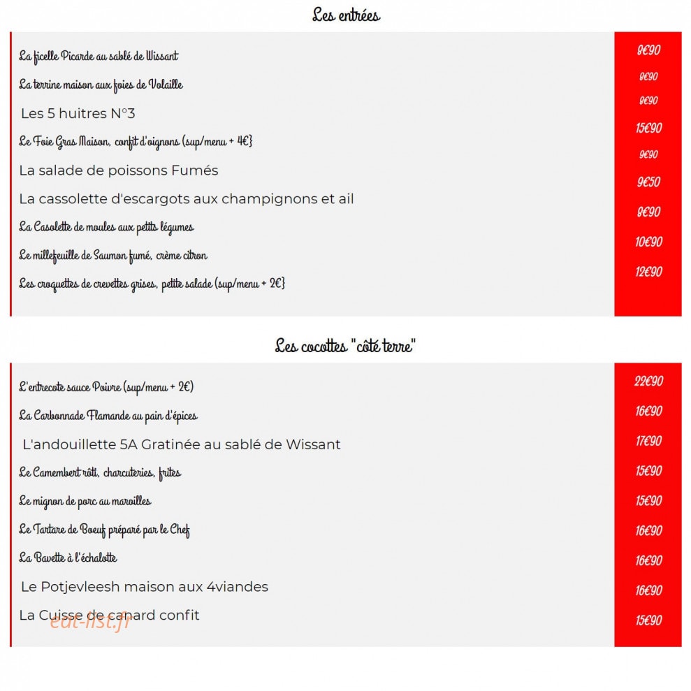 Le Bistrot Gourmand — carte page 1