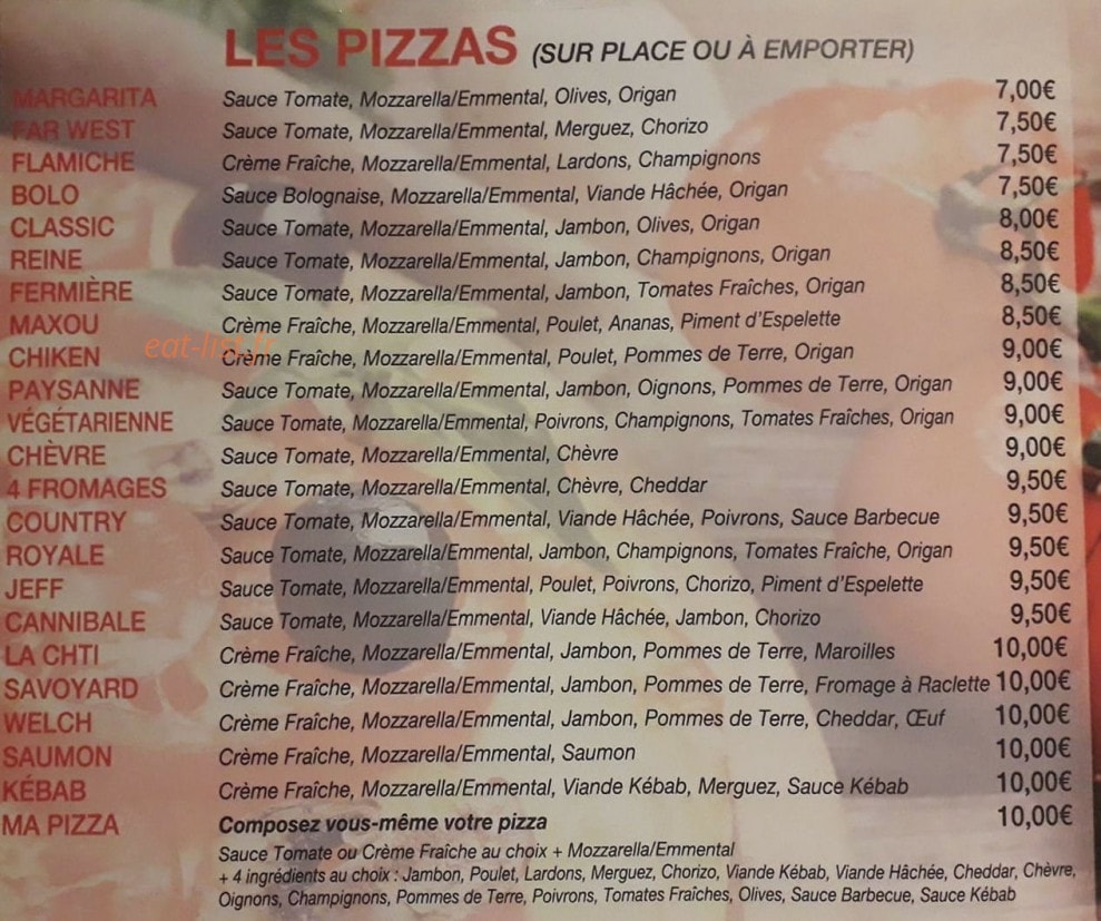 Opale Pizza — carte page 2