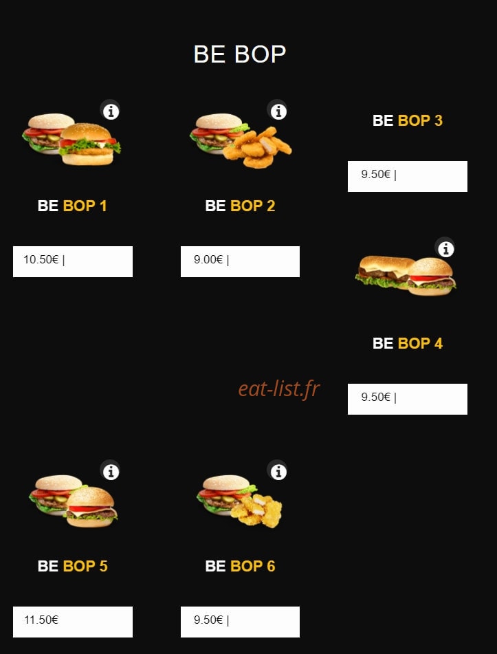 Be Bop City — carte page 10