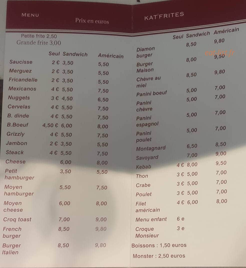 Kat'frites — carte page 1