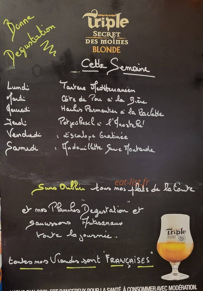 Estaminet Bruay — carte page 1