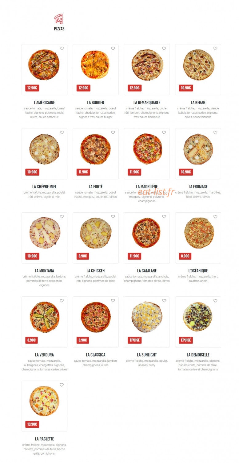Holla Pizza — carte page 1