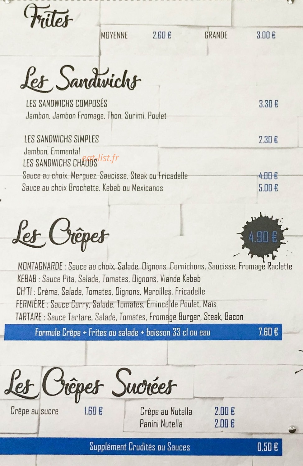 La Pause Gourmande — carte page 1