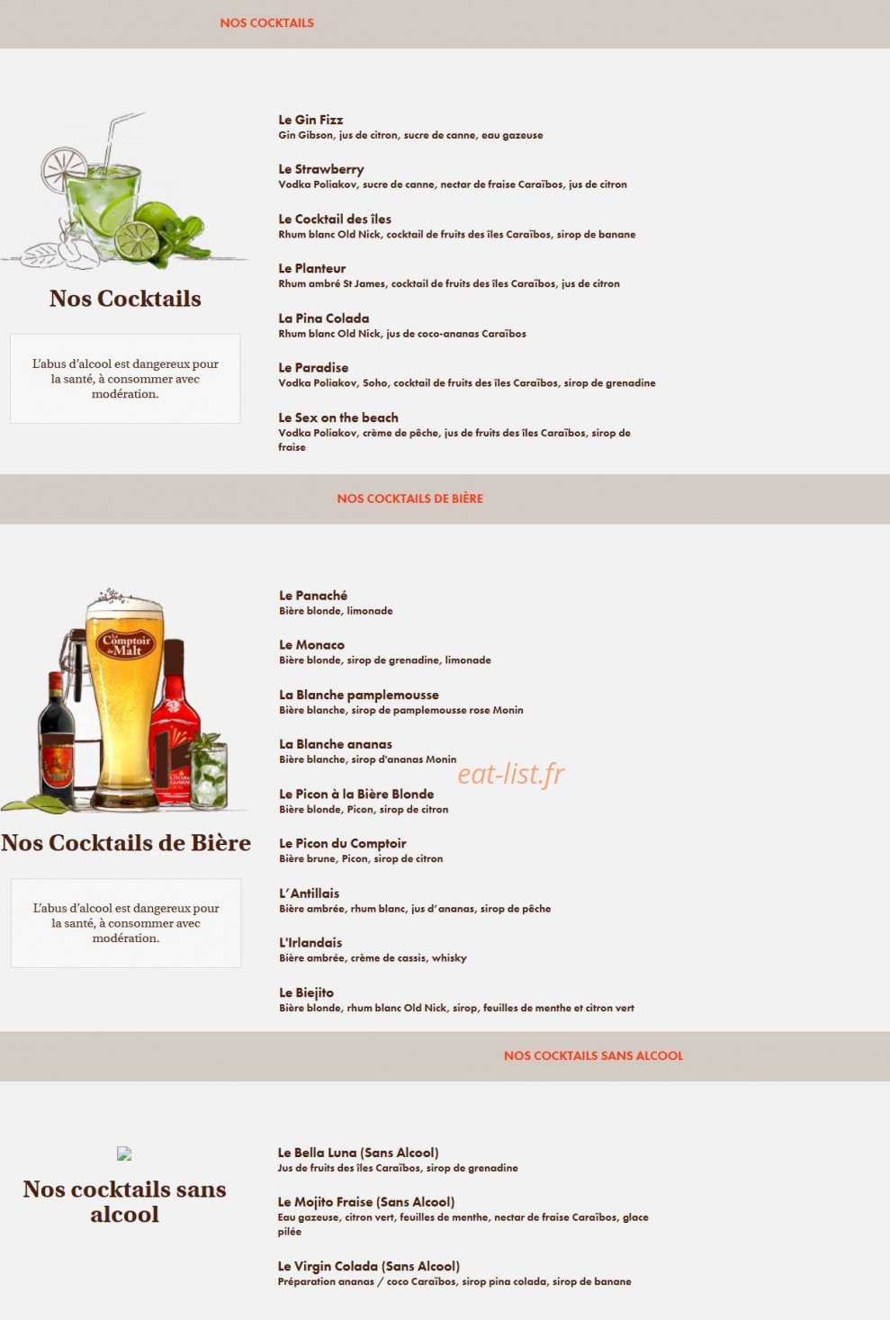 Le Comptoir du Malt — carte page 11