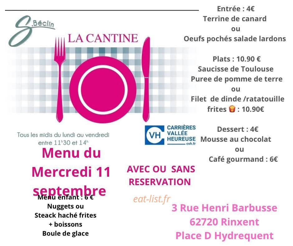La Cantine De Stef — carte page 1