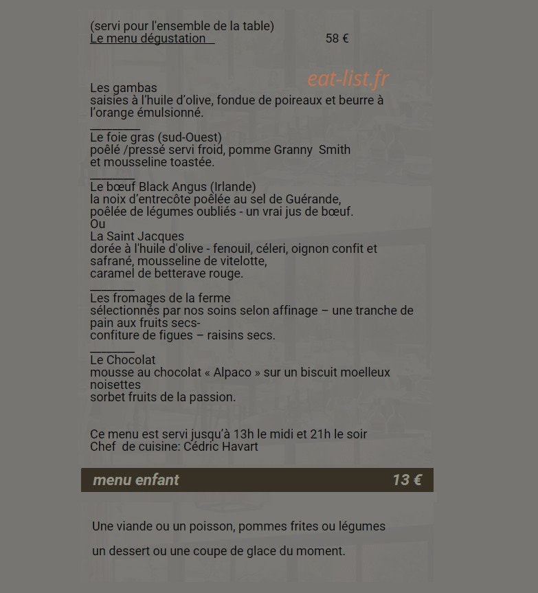 La Ferme du Vert — carte page 1