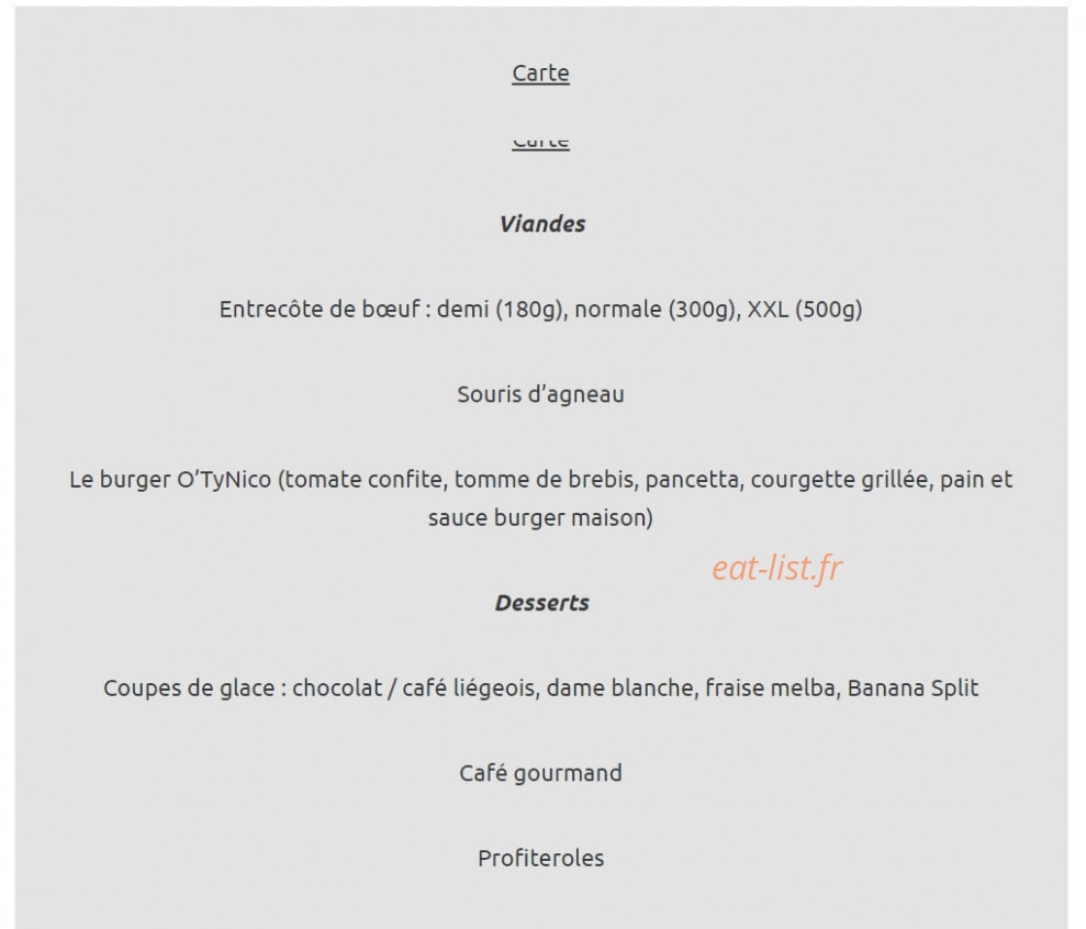 O'TyNico — carte page 3