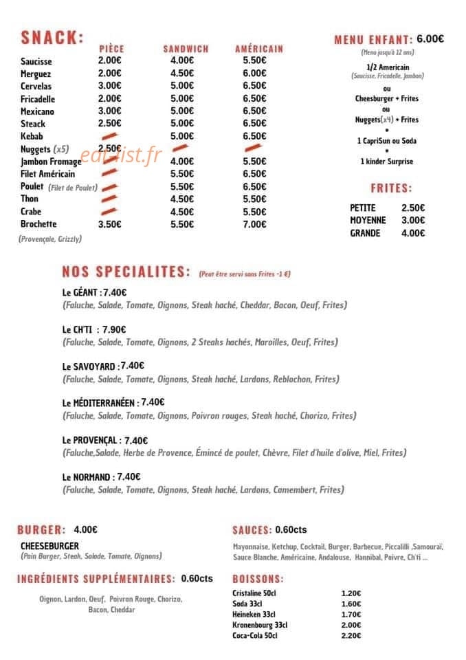 Marck une Pause Friterie — carte page 1