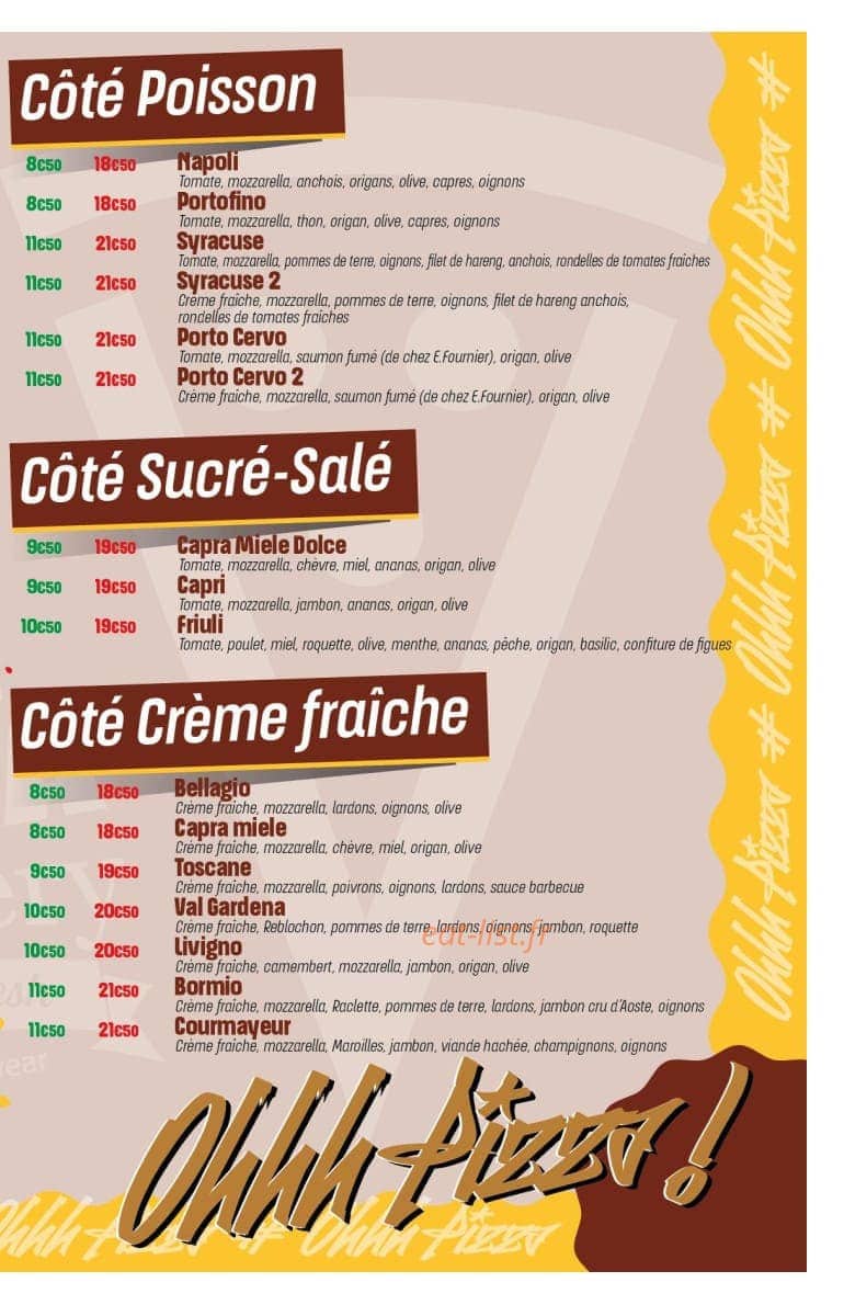 O Pizza — carte page 2