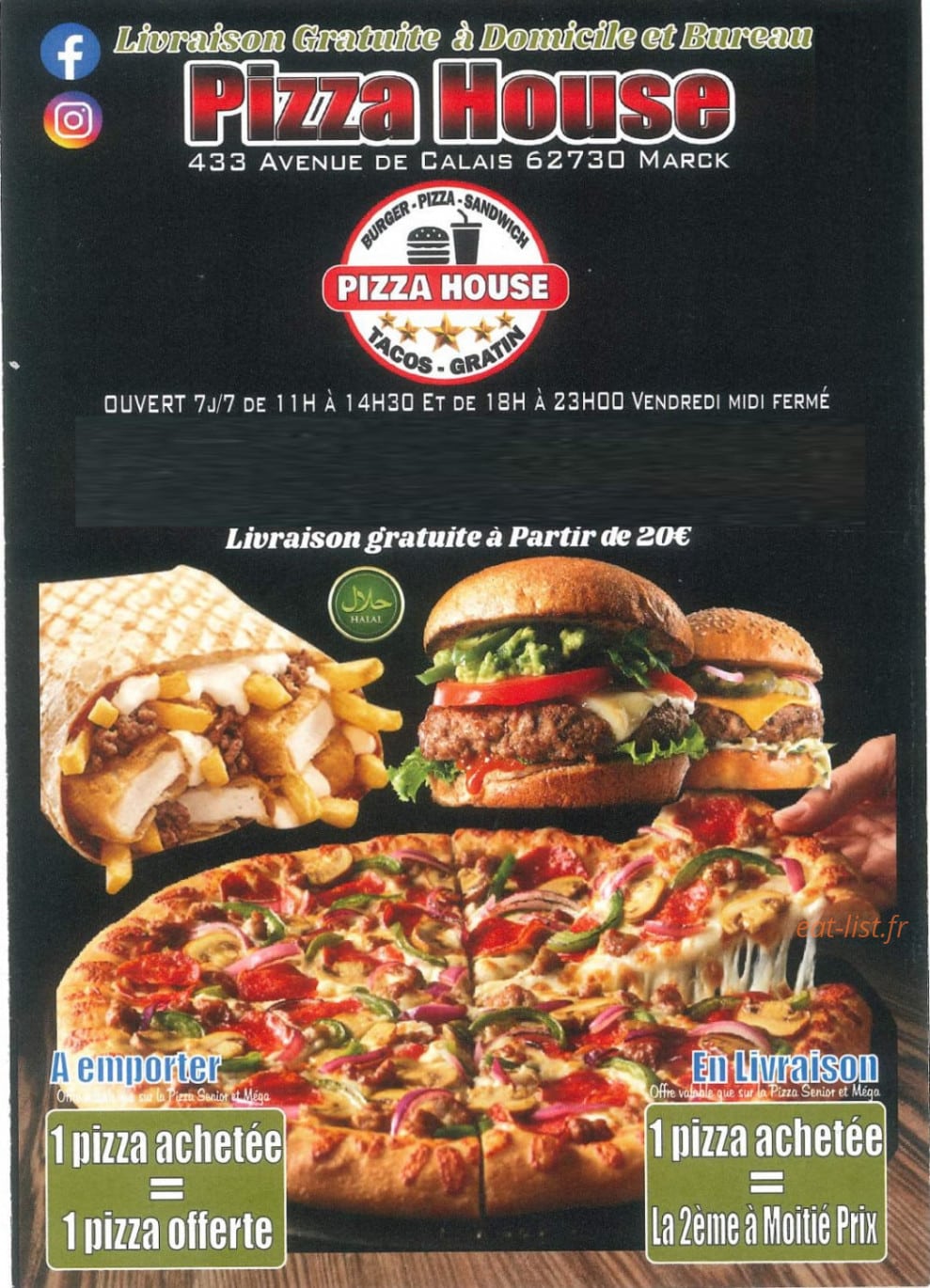 Pizza House — carte page 1