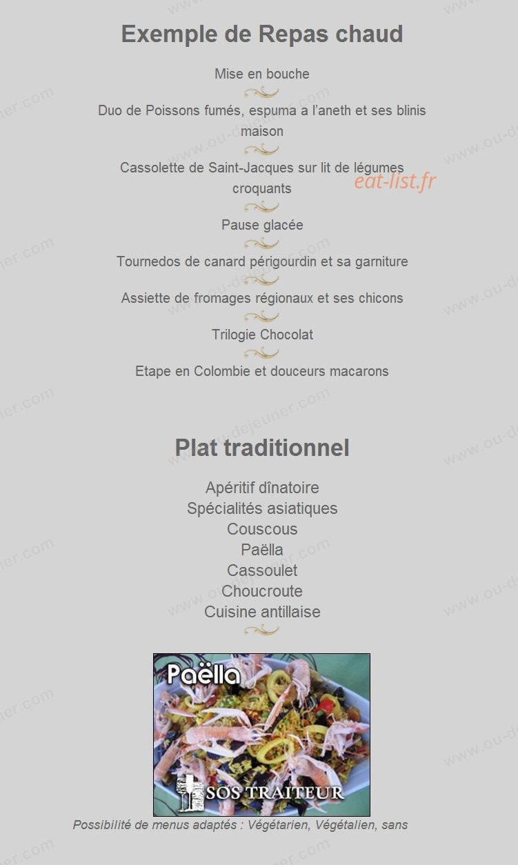 Sos Traiteur — carte page 2