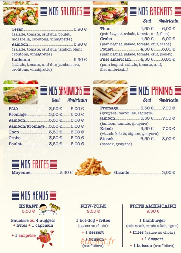 La Frite Américaine — carte page 1
