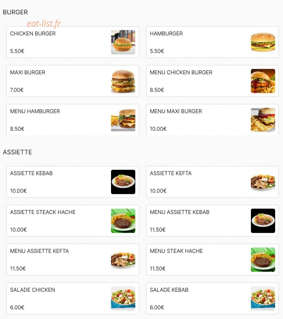 L’artiste bar & kebab — carte page 3