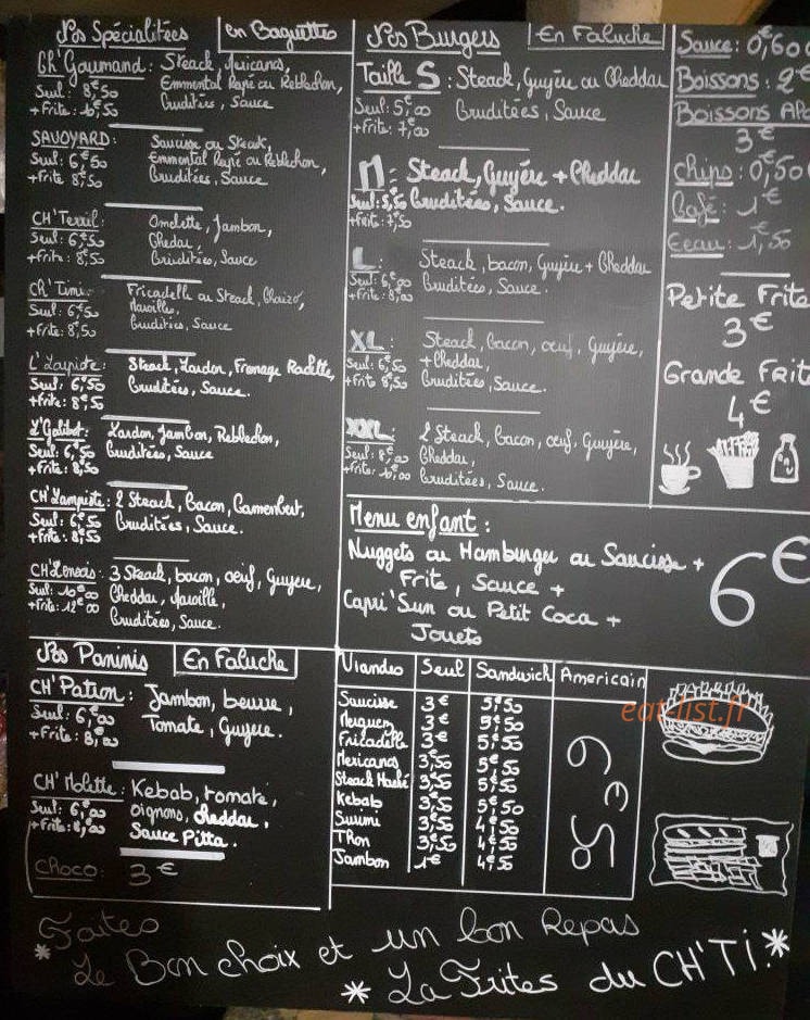La frite du ch'ti — carte page 1