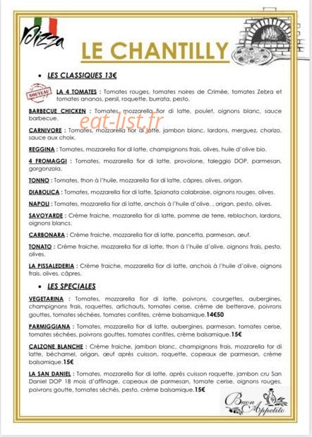 Le Chantilly — carte page 1