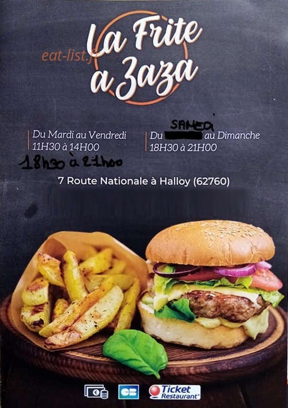 La Frite à Zaza — carte page 1