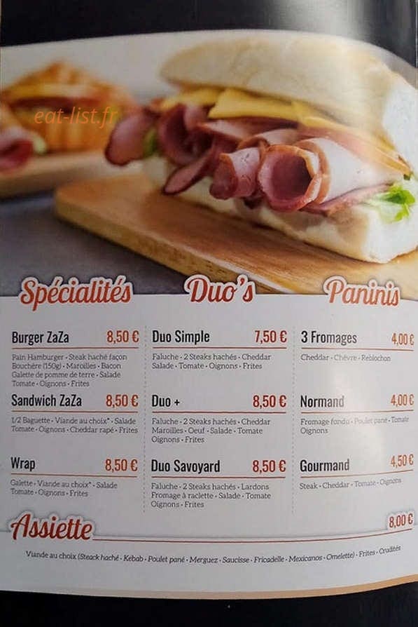 La Frite à Zaza — carte page 3