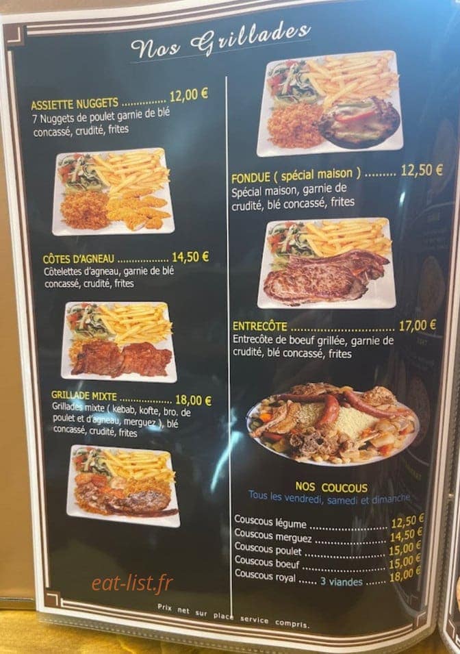 Carte et menu de Grill pas en Artois à Pas en Artois — Les grillades