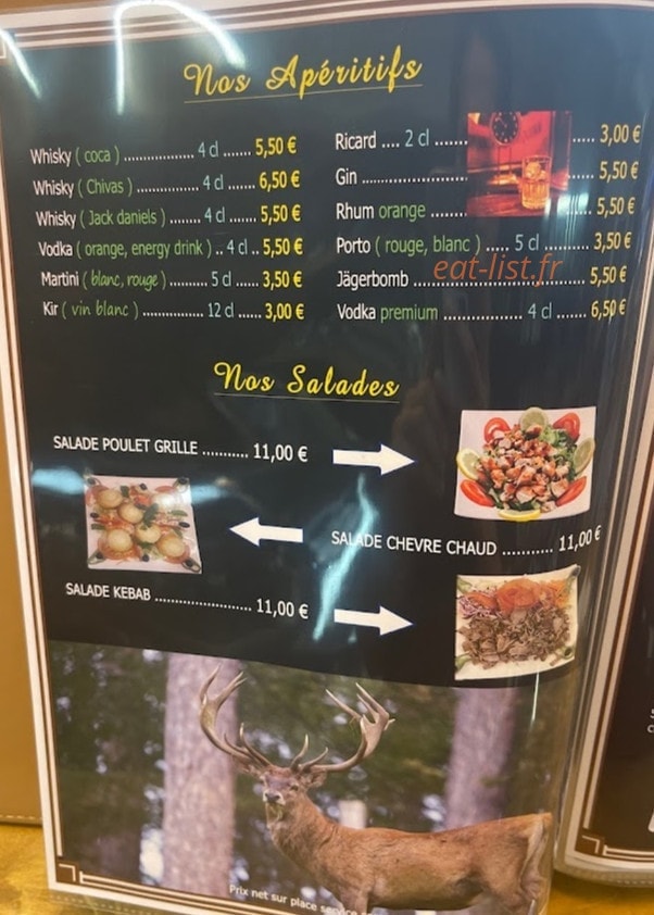 Carte et menu de Grill pas en Artois à Pas en Artois — Les apéritifs et salades