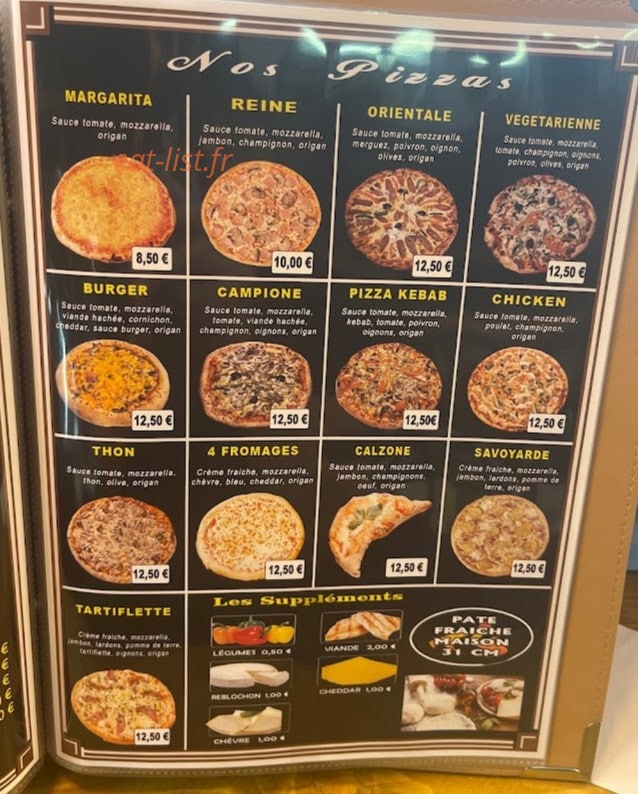 Carte et menu de Grill pas en Artois à Pas en Artois — Les pizzas