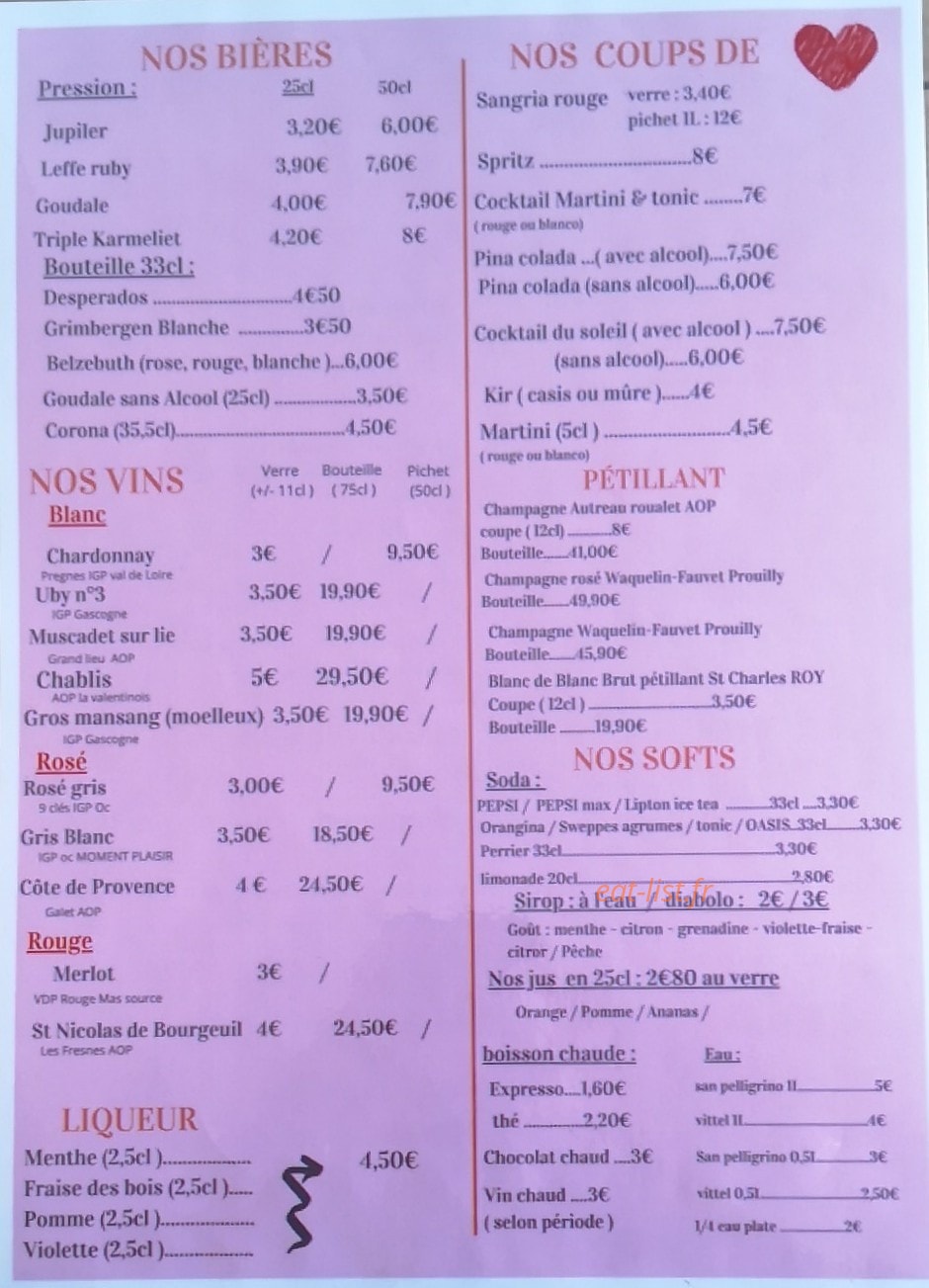 Le Bar à Crustacés — carte page 2