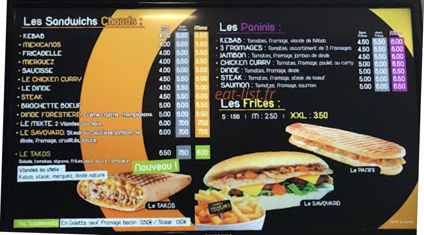 Barak O tacos — carte page 1