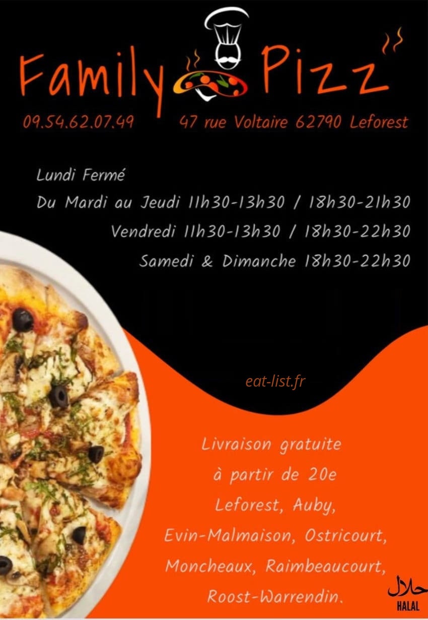Family Pizz — carte page 1