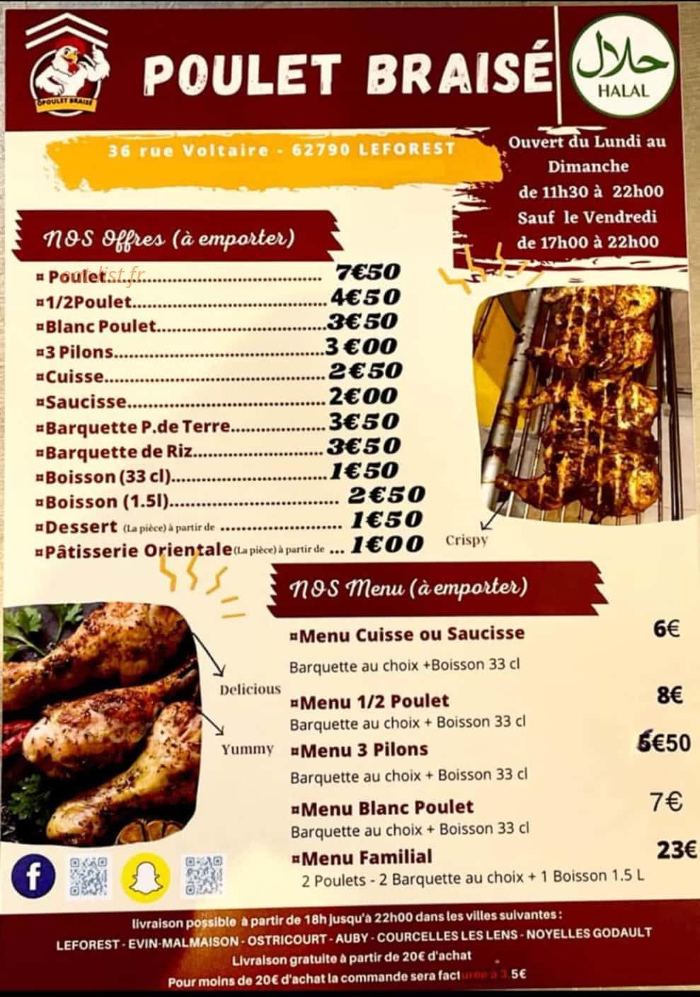 O Poulet Braisé — carte page 1