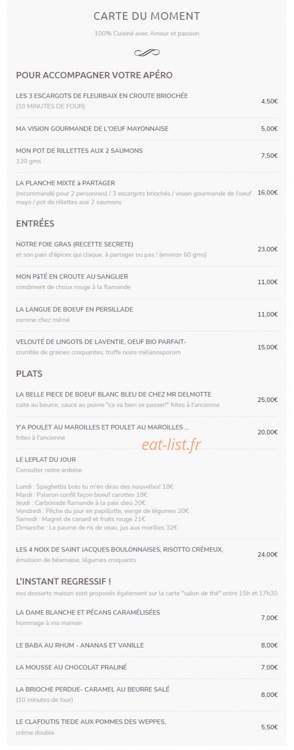 Restaurant N9UF — carte page 1