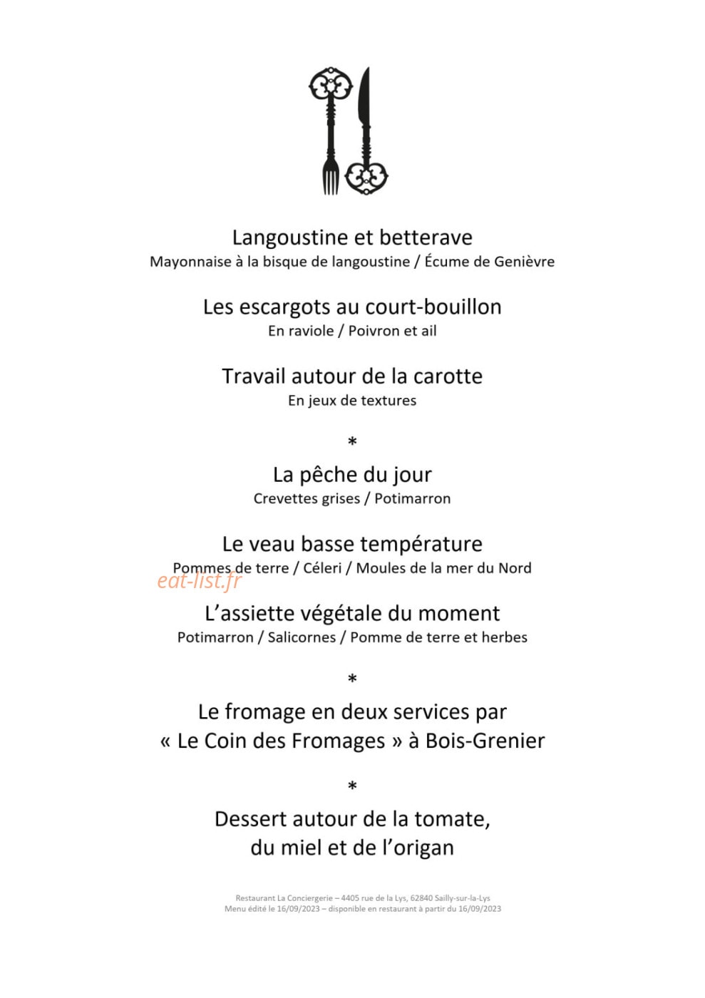 La Conciergerie — carte page 1