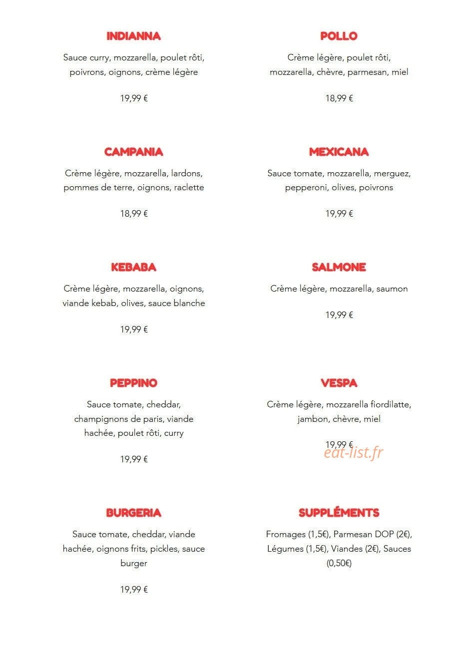 Peppino Pizza — carte page 3