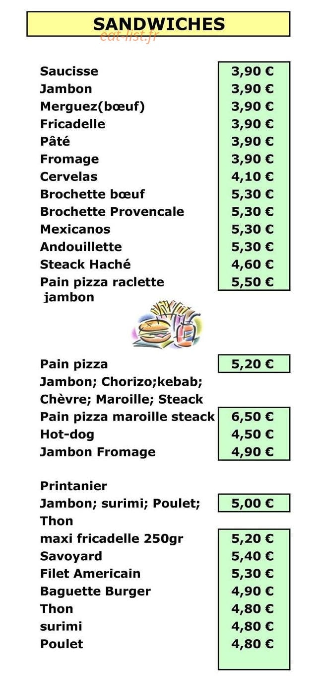 Friterie du centre — carte page 5