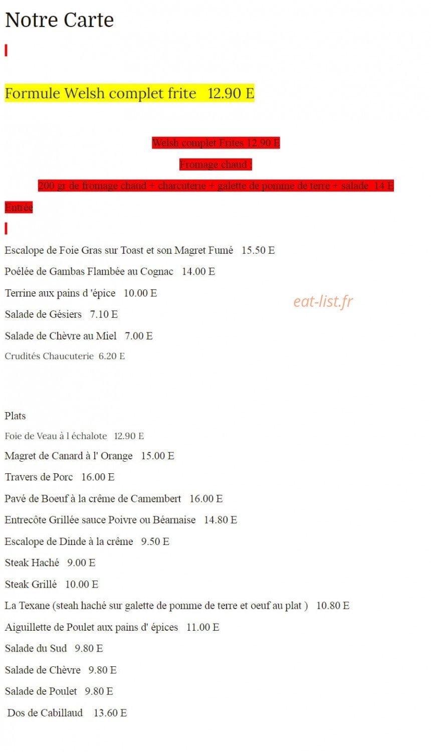 La Taverne — carte page 3