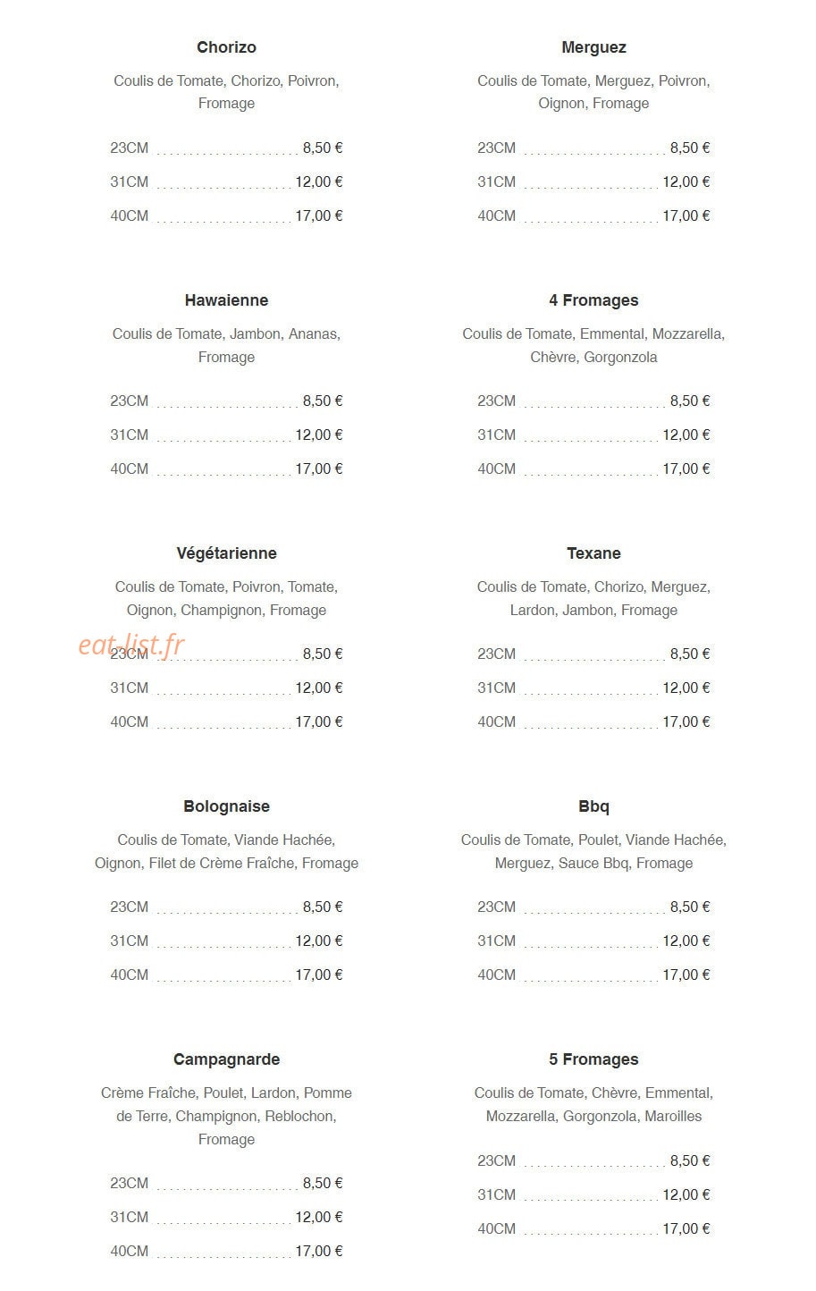 Pizz'Eli — carte page 4
