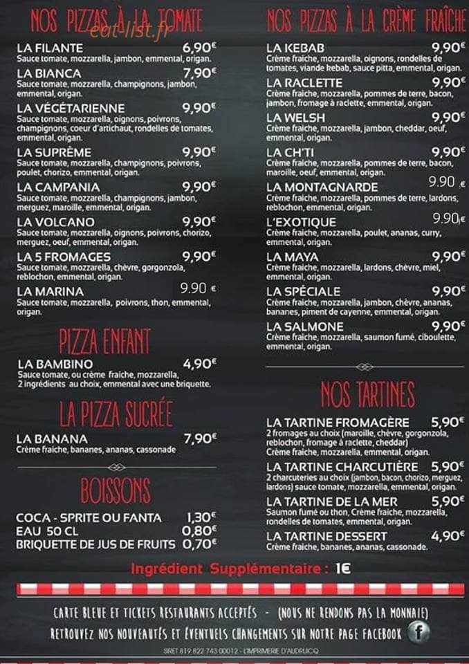Pizz'a'lice — carte page 2