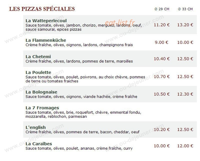 Le Kiosque à Pizzas — carte page 3