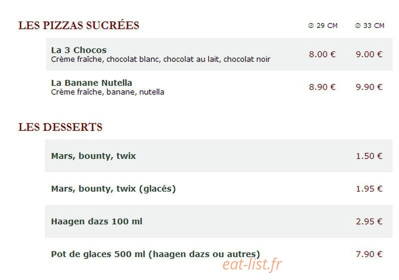 Le Kiosque à Pizzas — carte page 5