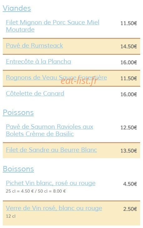 La Table Houlloise — carte page 2