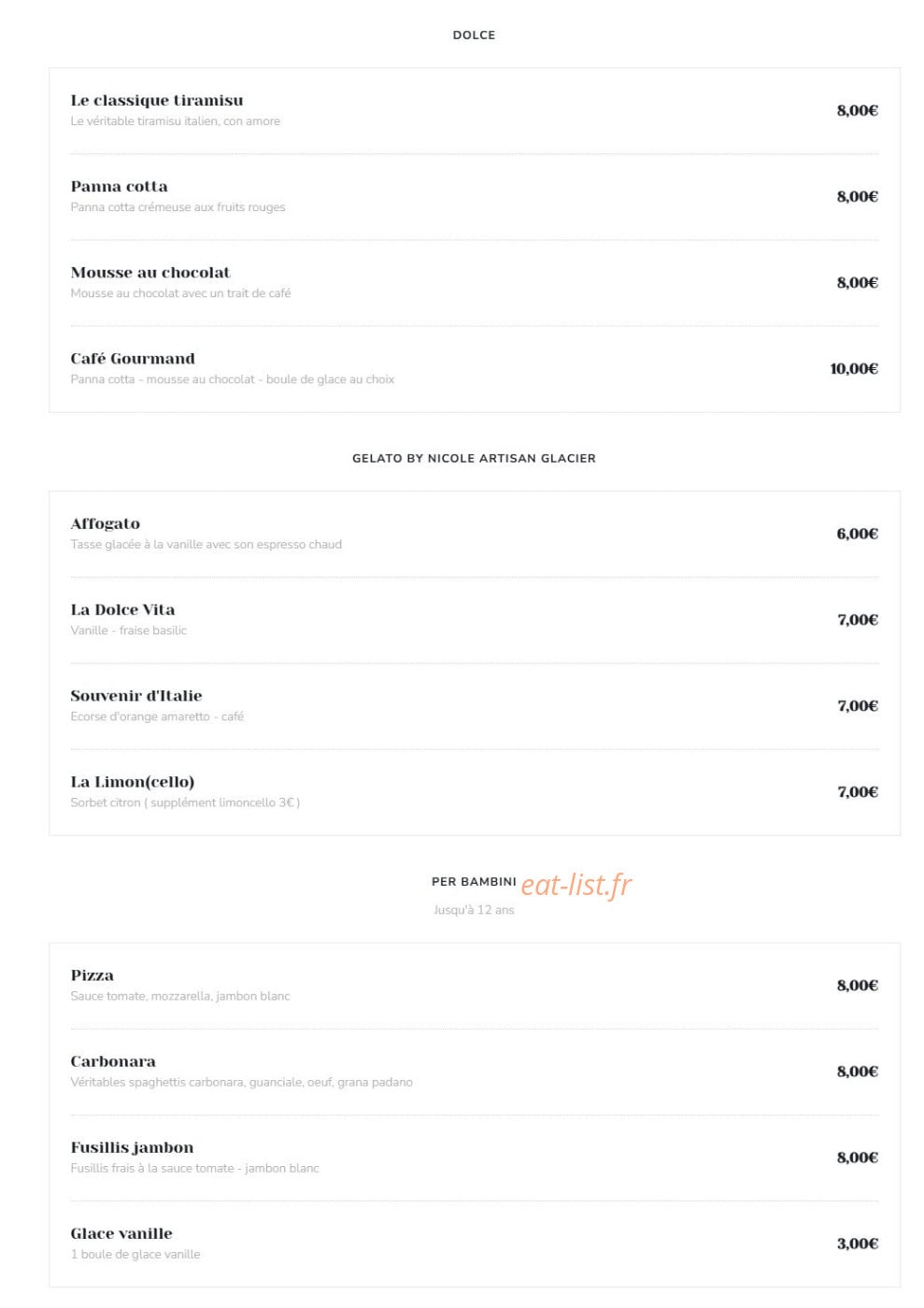 I Bagni Trattoria — carte page 2