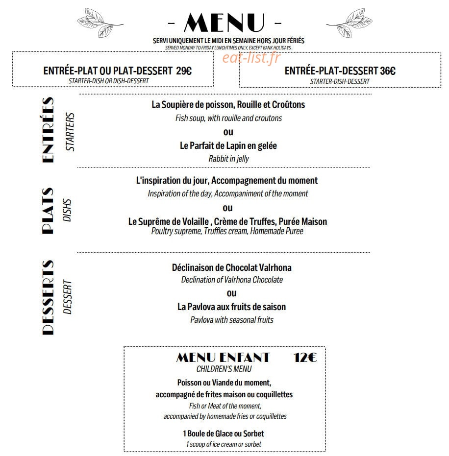 Restaurant Du Centre — carte page 4